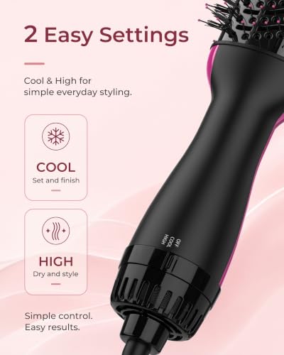 Dual Voltage Hair Dryer Brush (Rose Red / Black)