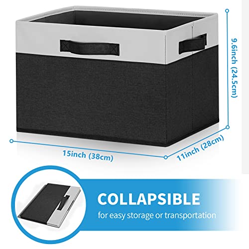 Large Storage Baskets for Shelves 6 Pack (Large-6 Pack / Black & White)