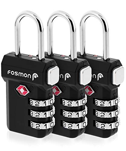 TSA Approved Luggage Locks (3 Digit T Series Black 3 Pack)