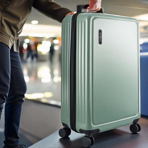 28 Inch Luggage with Spinner Wheels (Large 28-Inch Checked / Sage Green)