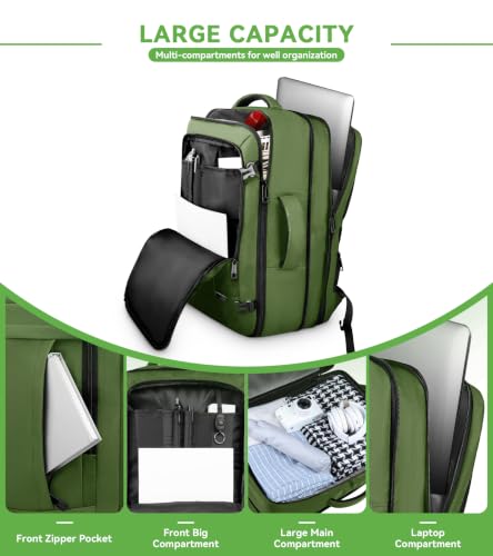 Large Travel Laptop Backpack for Men (Green / 17.3 Inch (20''x13''x10''))