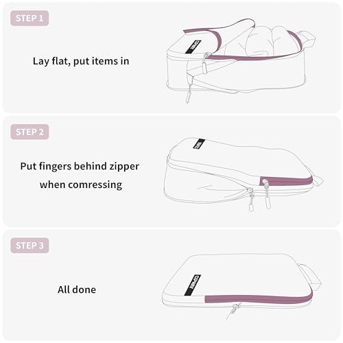 Compression Packing Cubes for Travel (Mauve Pink / 3PCS)