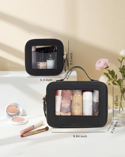2 Pieces Clear Mahjong Bag (Mini+Large Black)