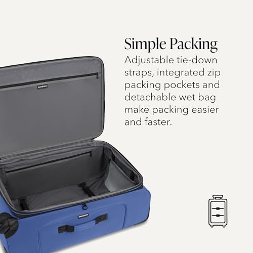 Sion Softside Expandable Spinner Luggage Durable Lightweight Travel Suitcase (Checked-Large / Regatta)