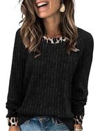 Fall Outfits for Women 2026 Black Long Sleeve Shirts for Women Casual Going Out Tops Trendy Womens Sweaters Lightweight Fashion Winter Clothing Business Dressy Tunic Knit (X-Large / 08-black Leopard)