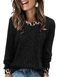 Long Sleeve Shirts for Women Fall Outfits 2026 Going Out Tops Cute Early Womens Fall Fashion Clothing Ladies Tops Blouses Dressy Casual Work School Outfits for Teachers Black Leopard Print (Large / 08-black Leopard)
