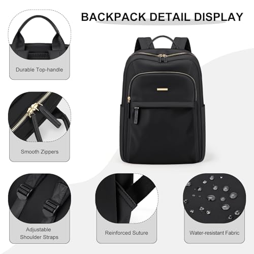 Laptop Backpack for Women Travel Work Commute Casual Daypack Backpack Purse Computer Bags Fit 14 Inch Notebook (Regular-black / 14 Inch)