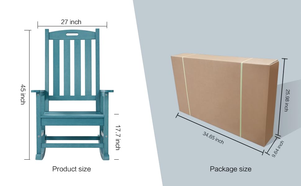 Outdoor Rocking Chairs Set of 2 (Blue / 2 pack)