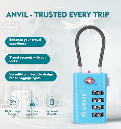 TSA Approved Luggage Locks with Search Alert Indicator (Blue)
