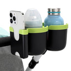 Stroller Cup Holder with Phone Holder (Double Holder-Green)