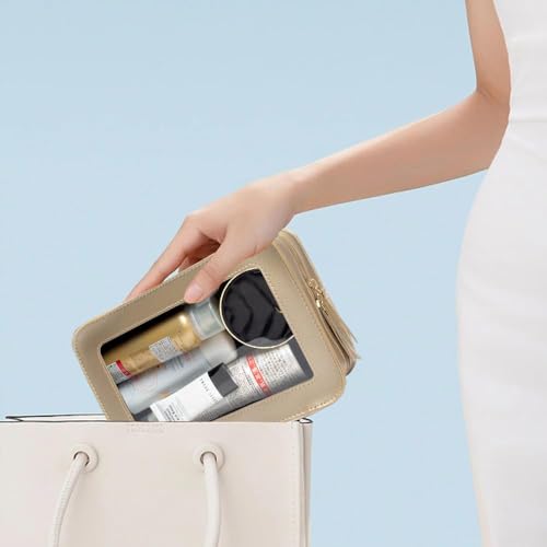 Clear Makeup Bag Organizer (Gold)