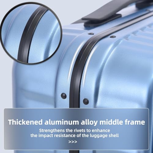 29 Inch Aluminum Frame Checked Luggage Top Opening (Dark Blue / 29 Inch)