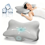 Ergonomic Memory Foam Cervical Pillow for Neck Pain Relief Support (Butterfly / Grey)
