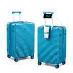 Hard Case 24 Inch Check in Luggage with Wheels (Caribbean Blue / Expandable 24 Inch)