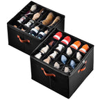 2 Pack Shoe Organizer for Closet (Black)