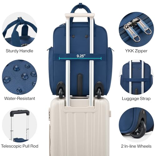 16 Inch Expandable Carry on Luggage with 2 Wheels Airline Approved (Blue / 16 Inch EXT)