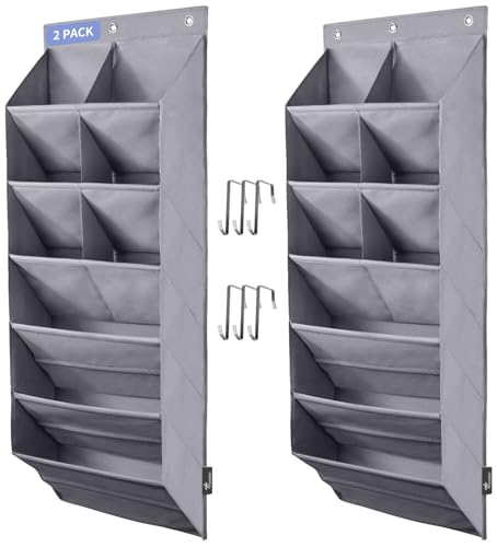 2 Pack Over the Door Shoe Organizer (GREY / 30+ Pairs)