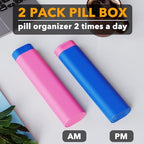 2 Pack Pill Organizer Box 7 Day (Small, 2 Pack / Black and Pink)
