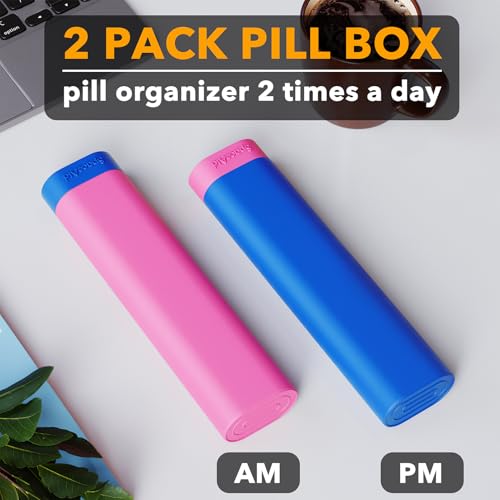 2 Pack Pill Organizer Box 7 Day (Small, 2 Pack / Black and Pink)