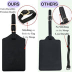 Luggage Tag PU Leather for Suitcase Baggage Handbag Travel Bag Label Suitcase Tag Label Tag w. Name Card & Privacy Cover (H)