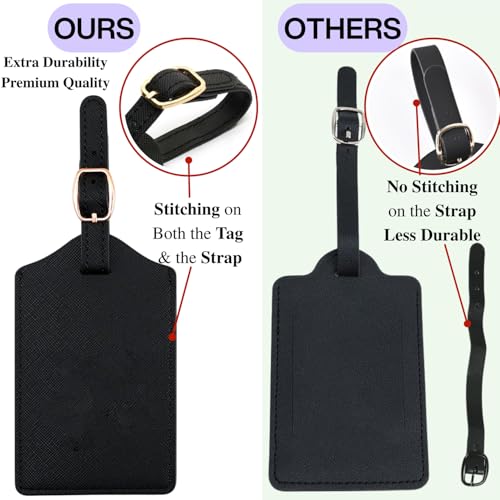 Luggage Tag PU Leather for Suitcase Baggage Handbag Travel Bag Label Suitcase Tag Label Tag w. Name Card & Privacy Cover (H)