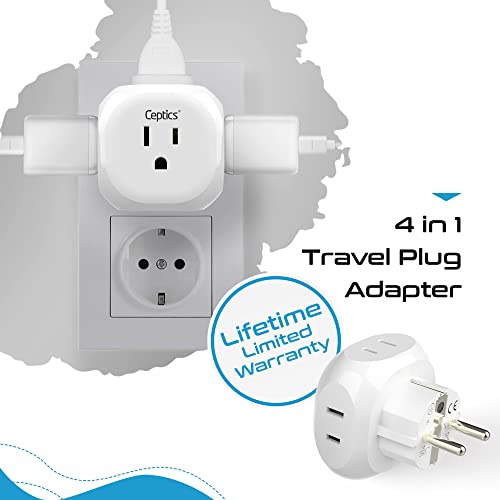 Europe Travel Adapter Plug Set Schuko (4 Pack / Type C , E/F - European 2 pack set)