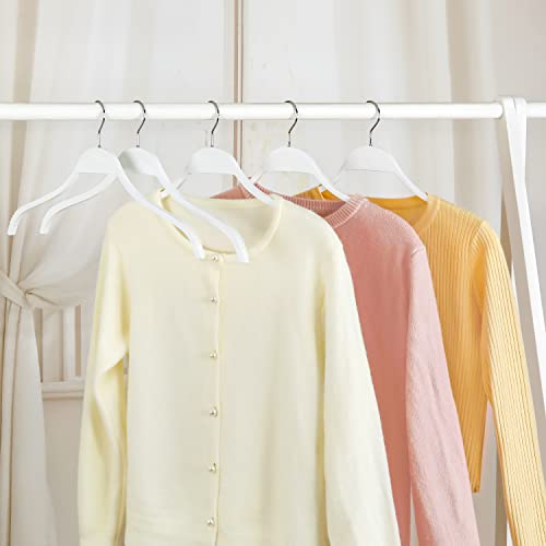 Slim Wooden Hangers with Extra Soft Non (White / 10 Pcs)