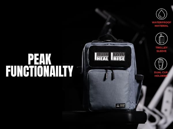 15L Slim Gym Backpack 1000D Travel EDC (Black With White Accents)