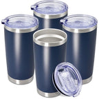 20oz Tumbler Insulated Coffee Tumblers with Lid Stainless Steel Navy 4P (Navy)