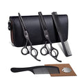 5.5 inch Hair Cutting Shears Set with Bag for Barbers (5.5 Inch / Black)