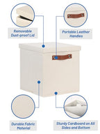 Fabric Storage Bins with Lids 13 Inch Storage Cubes with Lid (13×13×13 / Beige)