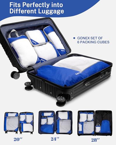 Compression Packing Cubes for Travel (Set of 6 / 6-Deep Blue)