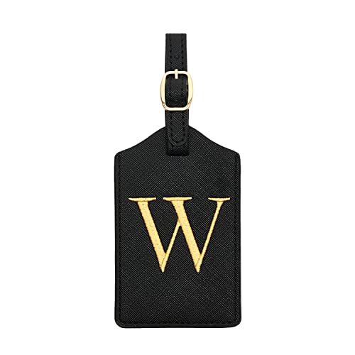 Luggage Tag PU Leather for Suitcase Baggage Handbag Travel Bag Label Suitcase Tag Label Tag w. Name Card & Privacy Cover (W)