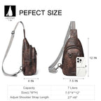 7L Sling Bag for Women Men Leather Small Sling Backpack Daypack Anti Theft Fanny Pack Crossbody Purse Travel (Regular Size-coffee)