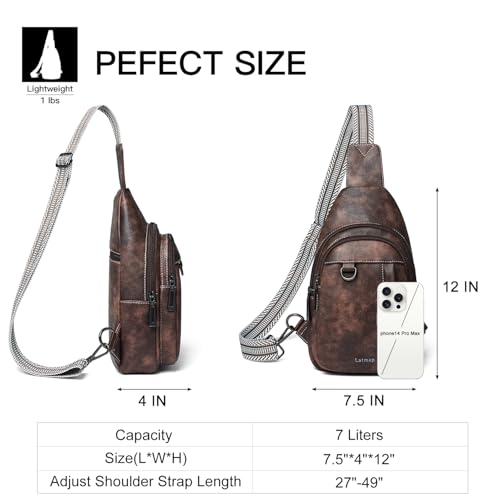 7L Sling Bag for Women Men Leather Small Sling Backpack Daypack Anti Theft Fanny Pack Crossbody Purse Travel (Regular Size-coffee)