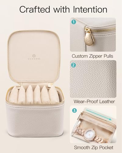 Jewelry Organizers and Storage with Clear 6 Velvet Bags (6PCS-White)