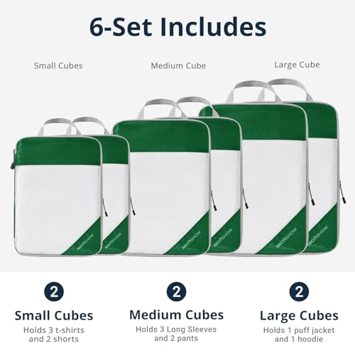 Compression Packing Cubes 6 Set (Dark Green / 6 pcs)