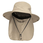 Sun Fishing Hats with Neck Flap for Men Pure Khaki (One Size / Pure Khaki(neck Flap))