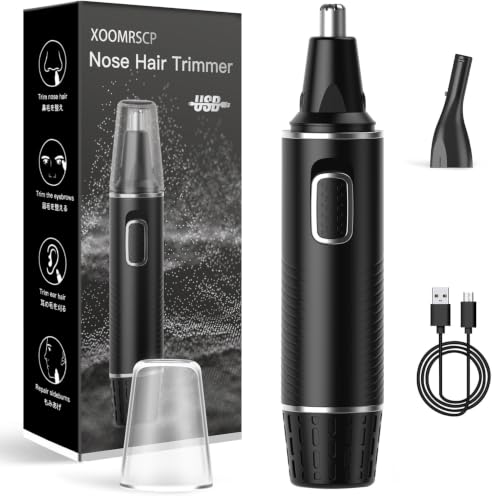 Professional Rechargeable Nose Hair Trimmer for Men (Black Silver)