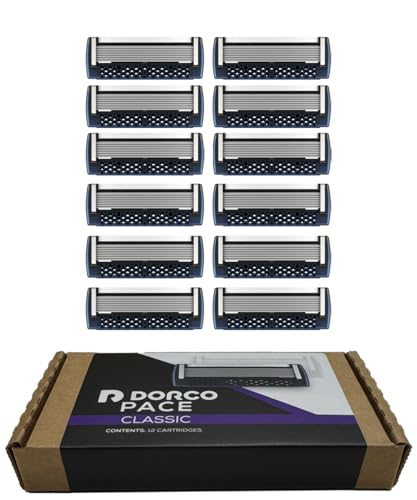 Pace Classic Seven Blade Razor System with Pivoting Head and Premium Handle (12 Cartridges)