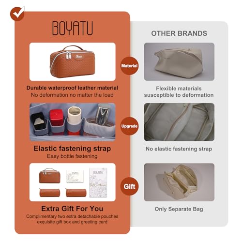 Travel Makeup Bag Cosmetic Bags for Women (L08 Brown)