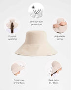 Women's Ultra Wide Cotton Linen Hat UPF 50+ (Small-Medium / Light Natural)