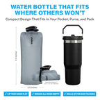 Collapsible Water Bottle with Carabiner (Graphite Grey / 34 Ounces)