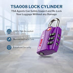 Open Alert TSA Approved Luggage Locks (Purple 4PK)
