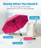 Windproof Compact Umbrellas for Rain (E. Pink (1 Pack))