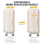 26 Inch Large Expandable Checked Luggage Hard Shell Suitcase (26 inch / Cream)