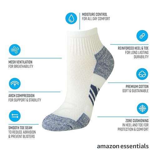 Women's 6 Pack Performance Cotton Cushion Athletic Ankle Socks Sockshosiery (8-12 / Teal/Purple/Ochre)
