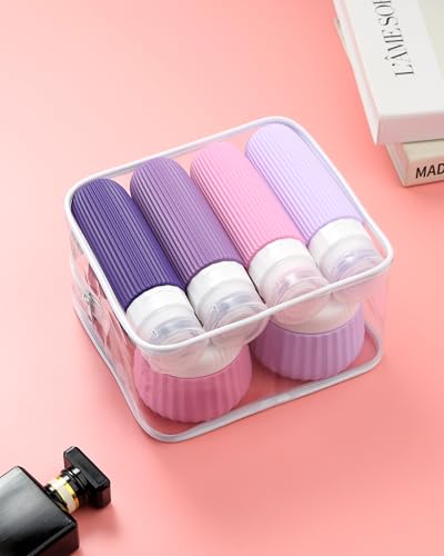 Travel Bottles 8 Pack (Bottle 3oz Jars 3oz / Violet)