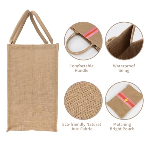 Large Beach Bag Jute Woven Pink and Red. Beach Bags for women. Versatile tote use as a Pool bag or Work tote (Red)