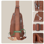 Brown Real Leather Small Crossbody Bags for Women Anti (Cognac Brown)
